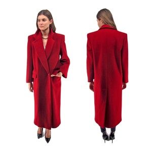 Vintage 80s Perry Ellis Oversized Red Wool Coat